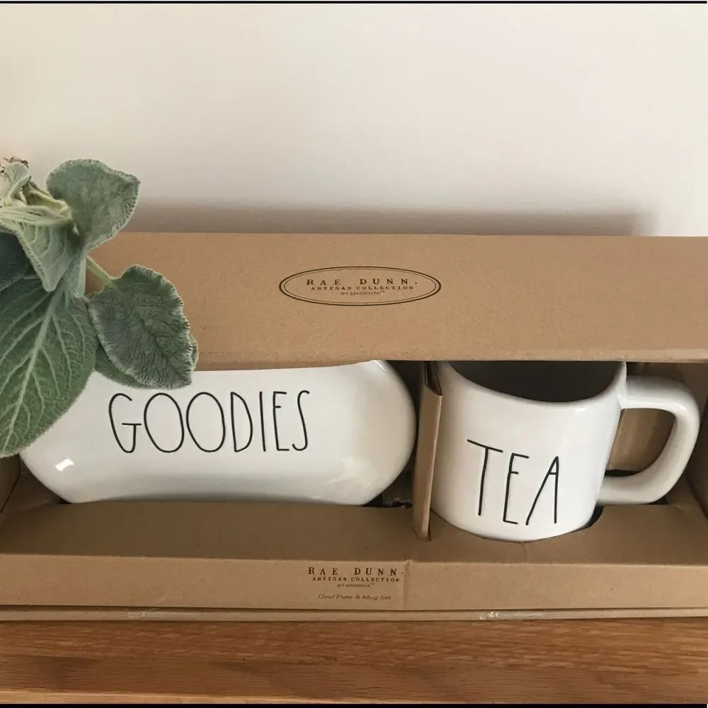 Rae Dunn by Magenta Ceramic Tea and Goodies Set.